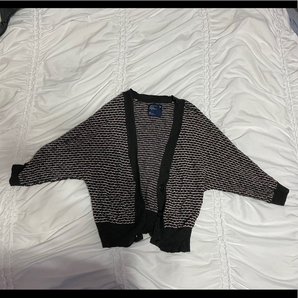 American Eagle Cardigan Black & Pink Small